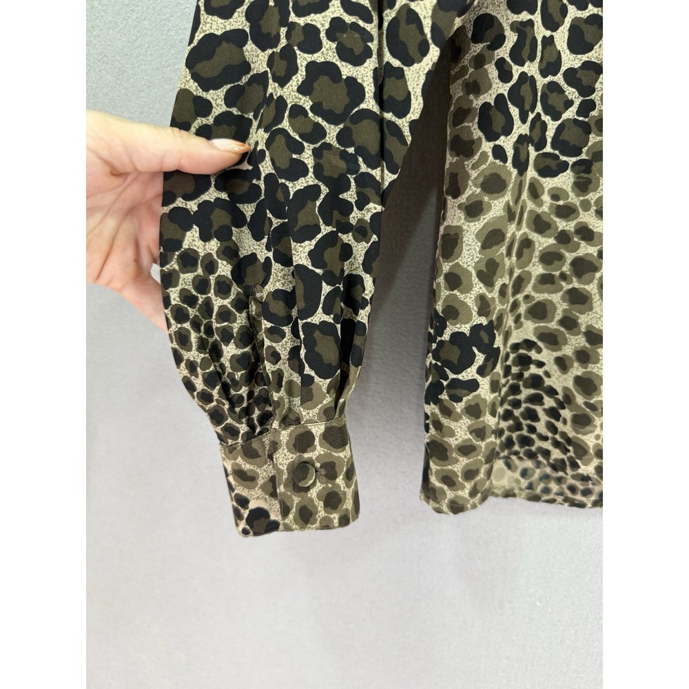 Vintage K Arnold Womens 100% Silk Leopard Print Long Sleeve Button Shirt Layer - Picture 5 of 8